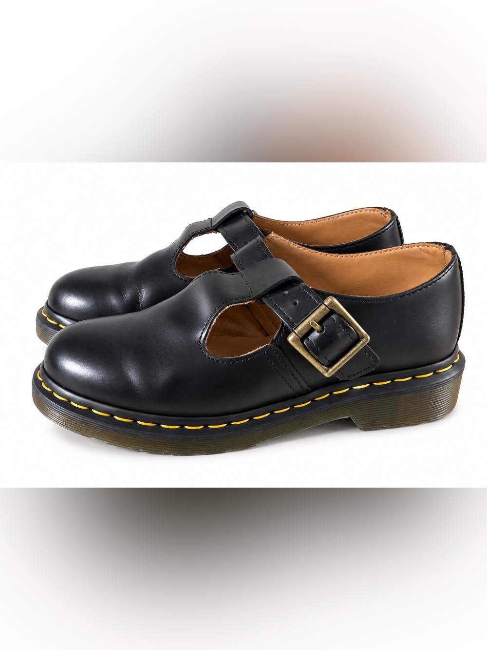 Dr. Martens Polley Black Leather T-Bar Mary Jane Shoes Women’s 6